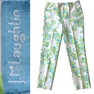 J. McLaughlin White Floral Straight-Leg Pants
